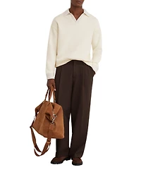Reiss Men's Beaton Premium Interlock Cotton-Blend Dropped-Shoulder Open-Collar Sweatshirt