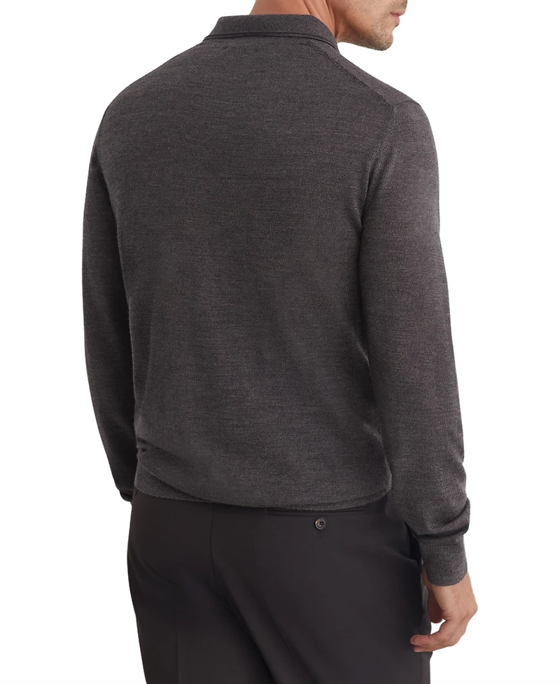 Reiss Men's Trafford Long-Sleeve Slim-Fit Merino Wool Polo Shirt