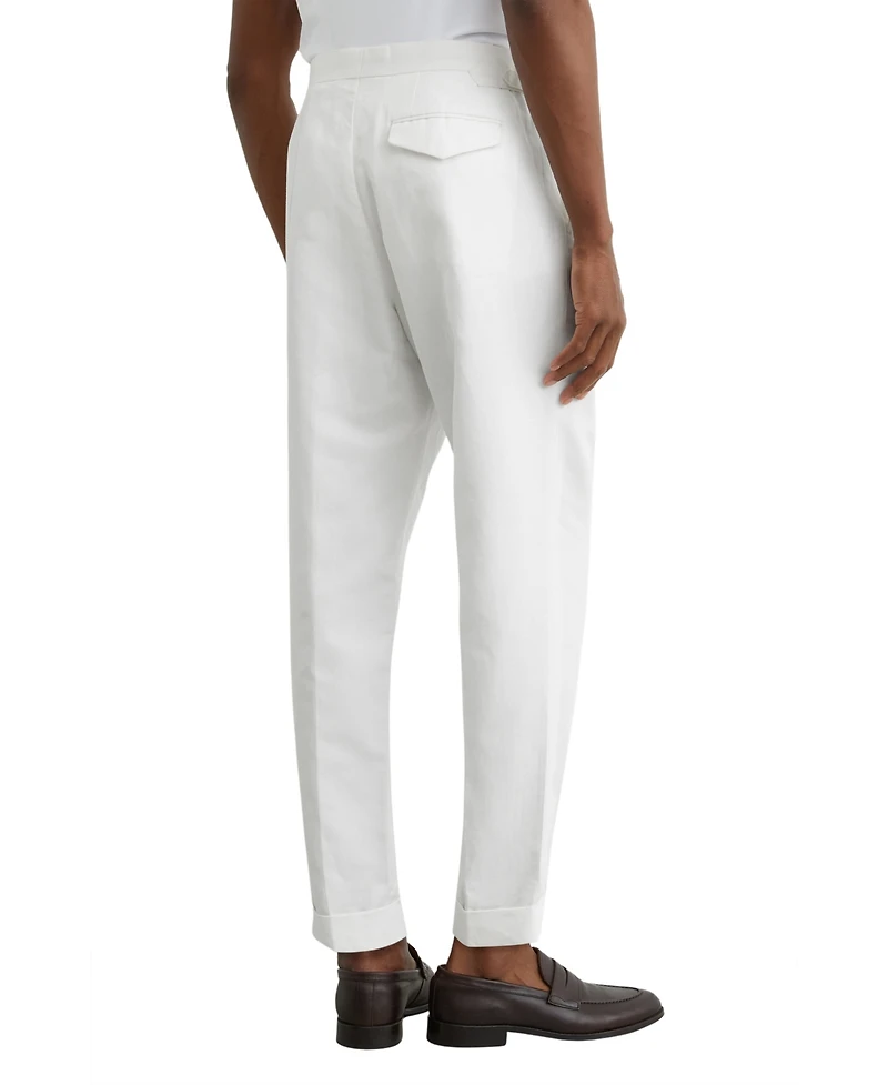 Reiss Men's Com Pleated Linen-Blend Tapered Trousers Pants