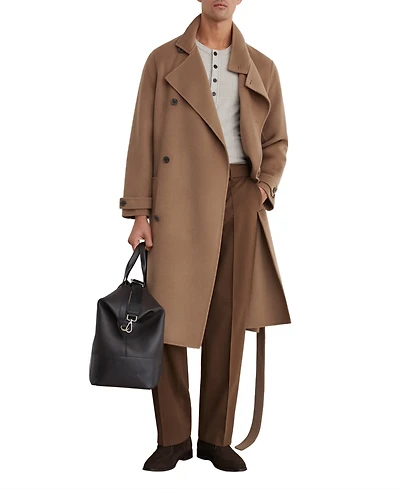 Reiss Men's Selation Wool-Blend Belted Long Overcoat