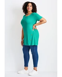Avenue Women's Plus Button Detail Tunic Tee