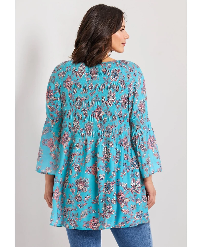 Avenue Women's Plus Keyhole Bell Sleeve Tunic