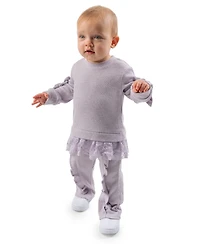 Rare Editions Baby Girls' Lurex Rib Knit Top to Matchy Ruffle Leggings, 2-Piece Set