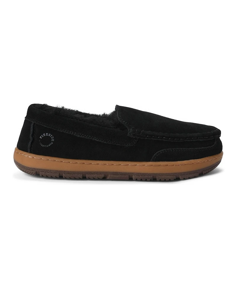 Dearfoams Fireside by Melbourne Rugged Loafer Water-Resistant Genuine Suede Slippers