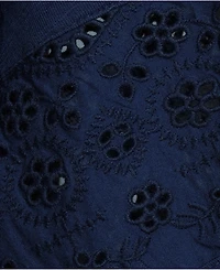 Lands' End Plus Elbow Sleeve Slub Lace Trim Adjustable Hem Top