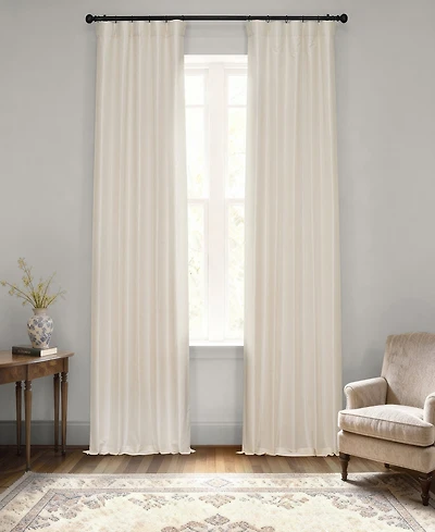 Half Price Drapes Off White Vintage Textured Faux Dupioni Silk Blackout Curtain
