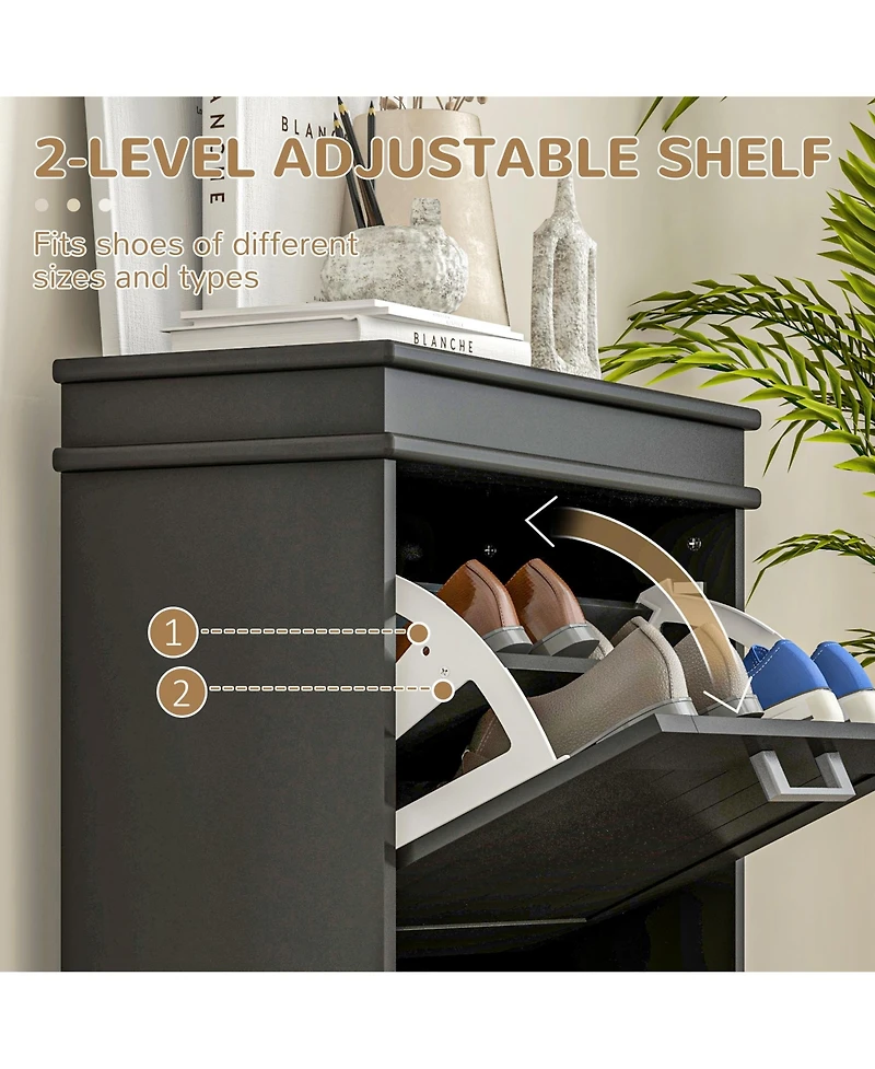 Homcom Shoe Cabinet with Flip Drawers for Pairs of Shoes