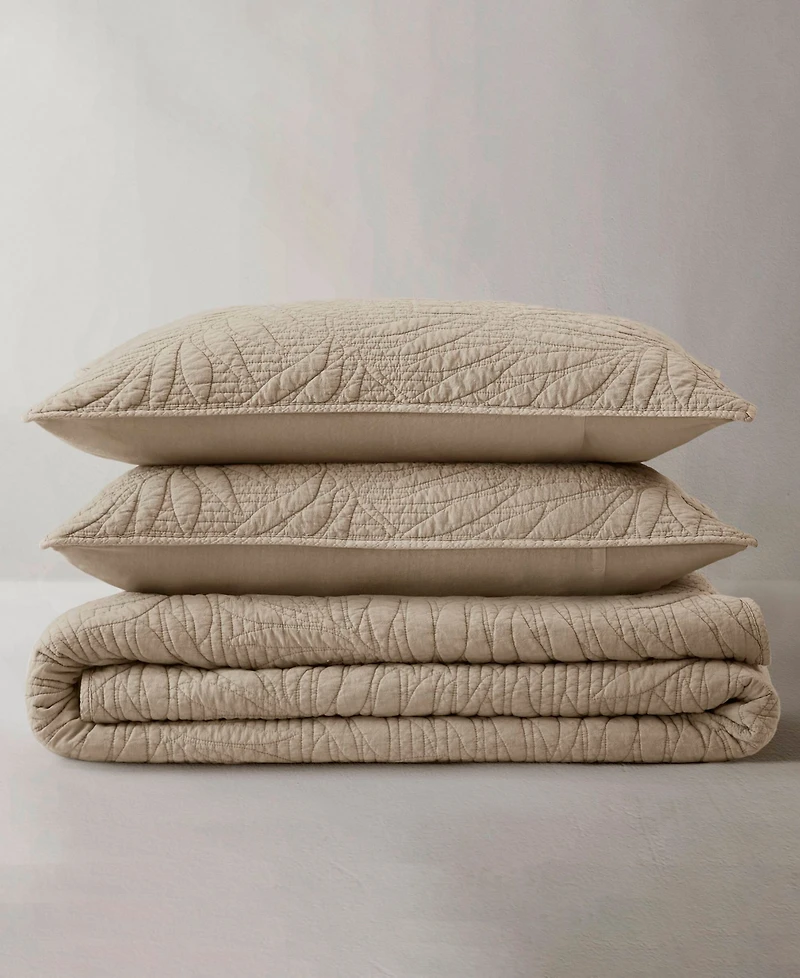 Harbor House Botanical Leaves Stone-Washed Cotton 3-Piece Quilt Set