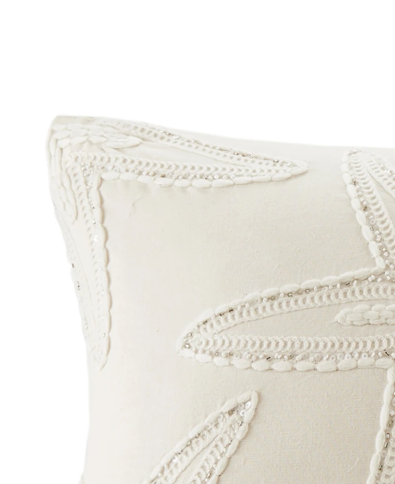 Harbor House Lily Starfish Embroidered Decorative Pillow Cover, 14" x 24"