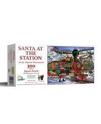 SunsOut Santa at the Station Christmas 300 Piece Jigsaw Puzzle, Ages 15+