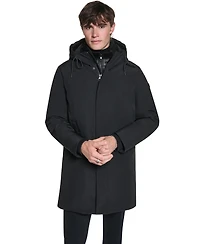 Karl Lagerfeld Paris Men's Regular-Fit Hooded Shearling-Lined Bib Parka