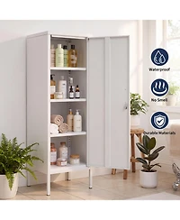 gaomon Lockable Office Storage Locker Cabinet - 4-Tier Metal Employee Locker with 3 Adjustable Shelves, 2 Keys