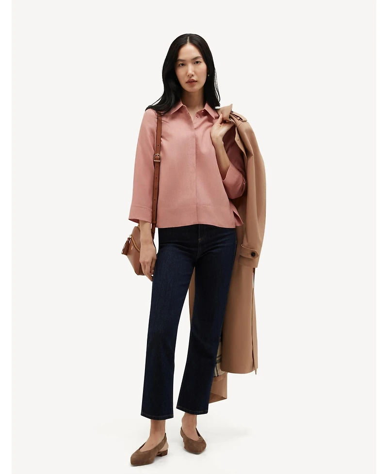 Hobbs London Women's Nita Three-Quarter Sleeve Linen Shirt