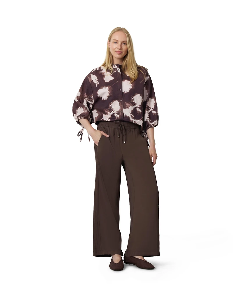 Cable & Gauge Women's Floral-Print Balloon-Sleeve Blouse