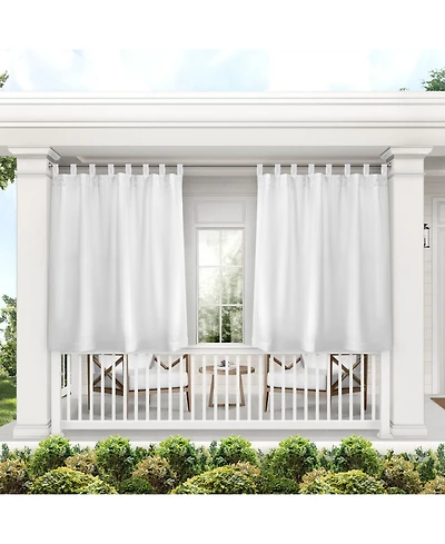 Exclusive Home Cabana Solid Indoor/Outdoor Light Filtering, Hook-and-Loop Tab Top Curtain Panels (Set of 2)