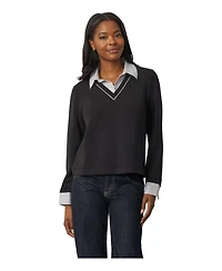 Cable & Gauge Women's Long-Sleeve Layered V-Neck Top