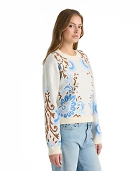 Nvlt Women's Jacquard Balloon-Sleeve Crewneck Sweater