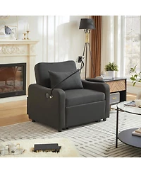 Streamdale Furniture 3-in-1 Convertible Sleeper Sofa Chair Bed with Usb and Adjustable Backrest