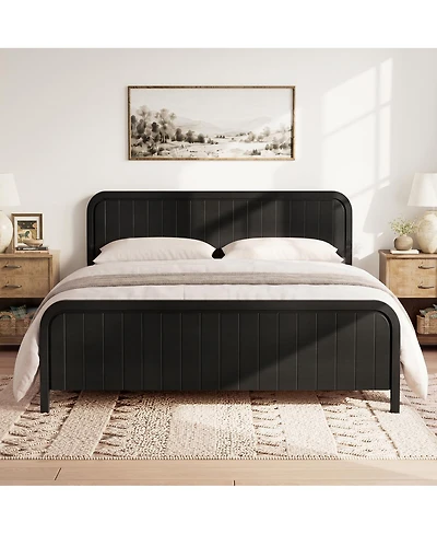 Streamdale Furniture King Wood Platform Bed Frame with Headboard- Easy Assembly
