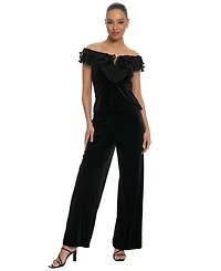 Muse Women's Off-The-Shoulder Velvet Ruffle Blouse