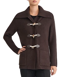 Jones New York Women's Mid-Length Toggle-Front Collared Coat