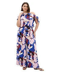 City Chic Plus Floral-Print High-Rise Wide-Leg Pants