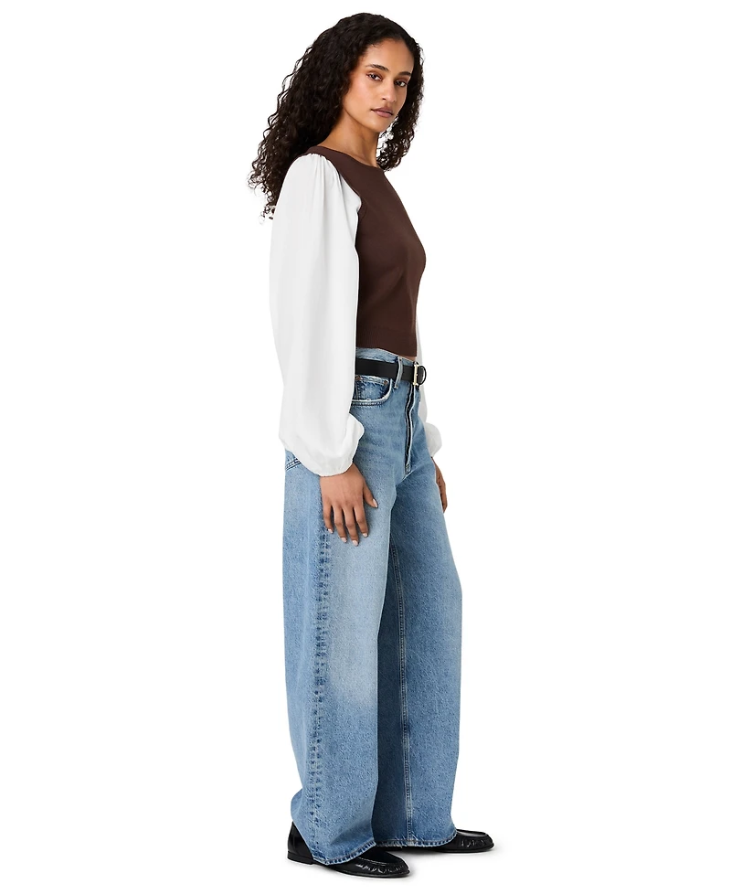 French Connection Women's Shirting Combo Long-Sleeve Top