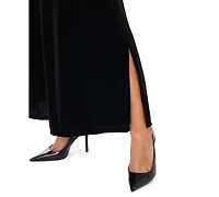 Msk Plus Velvet Wide-Leg Side-Slit Pants