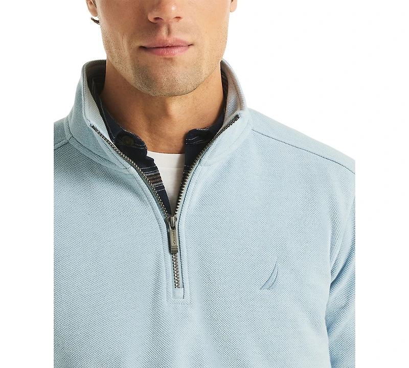 Nautica Men's Pique Fleece Mock Neck Quarter Zip Sweatshirt