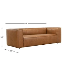 Moxley 99" Genuine Leather Deep Seating Sofa, Macy's Exclusive