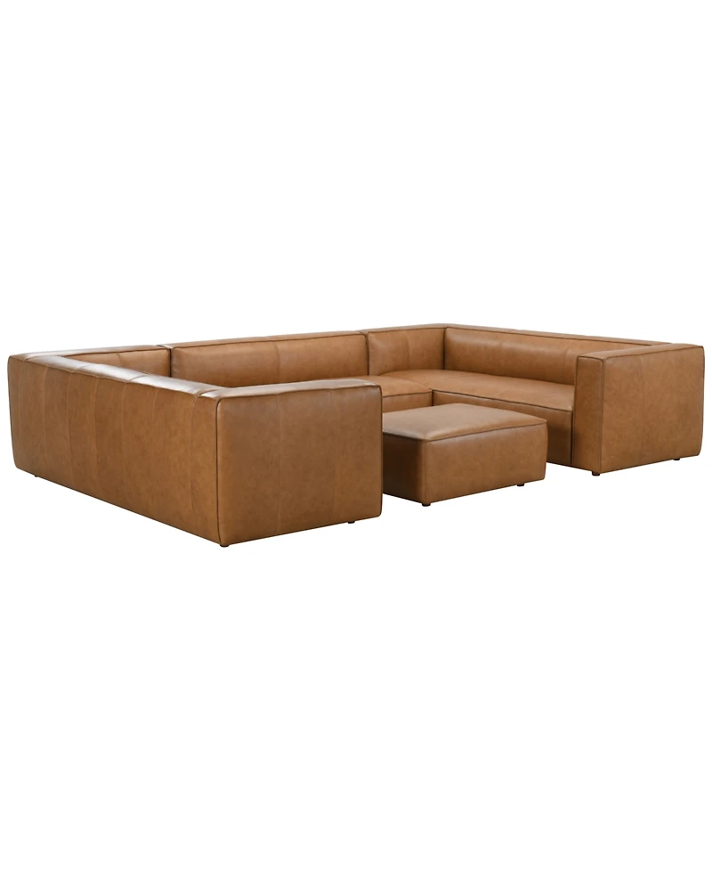 Moxley 3-Piece Genuine Leather Deep Seating Sectional Sofa, Macy's Exclusive