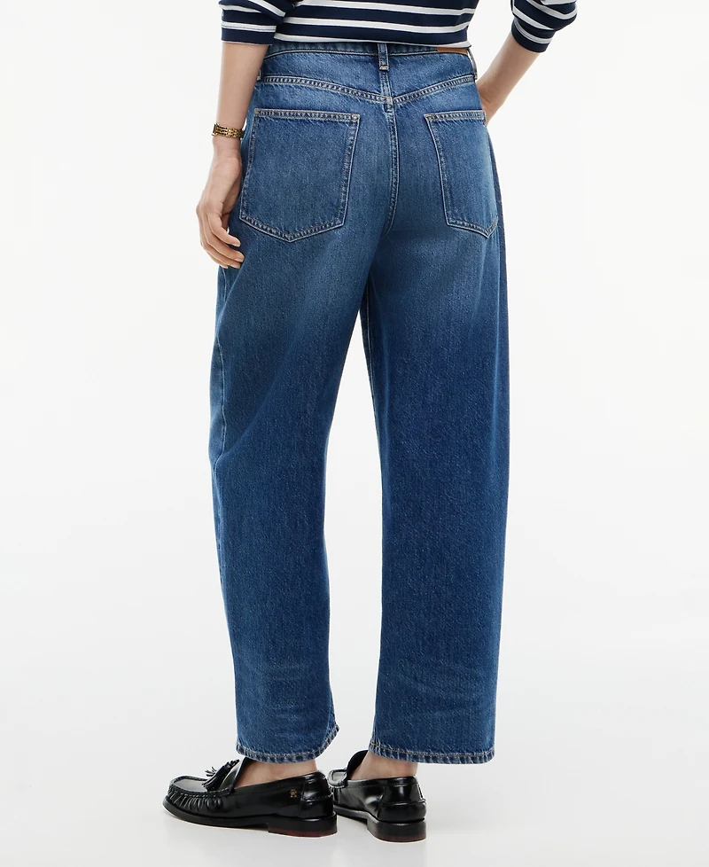 Tommy Hilfiger Women's Quinn Mid-Rise Barrel-Leg Dark-Rinse Jeans