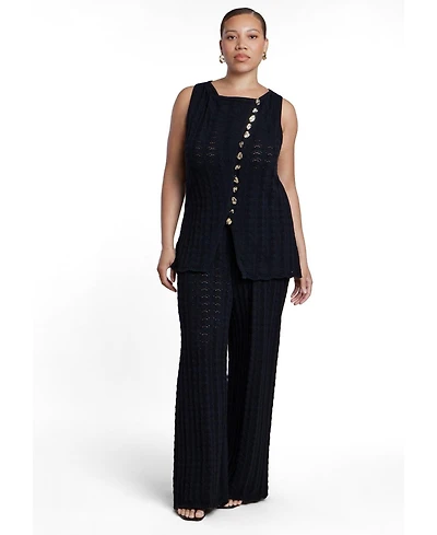 Eloquii Plus Pointelle Stitch High-Rise Wide-Leg Pull-On Sweater Pant