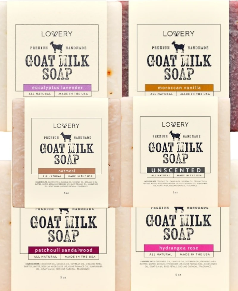 Lovery 6 Piece Goat Milk Soap Bars Set