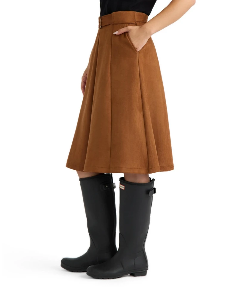 Hunter Women's Pull-On Belted Midi A-Line Skirt