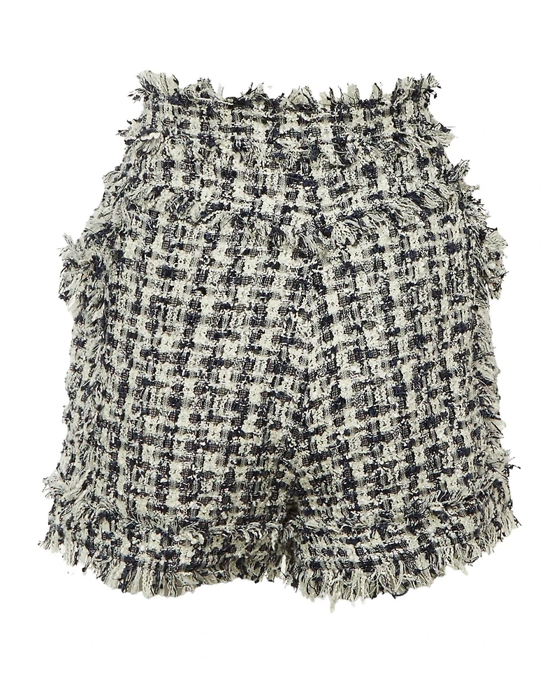 Pre-Owned Balmain Women's Tweed Frayed Hem Shorts