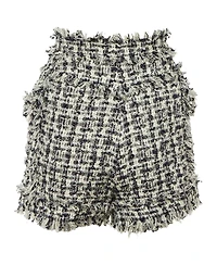 Pre-Owned Balmain Women's Tweed Frayed Hem Shorts