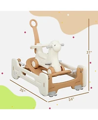 Glintex 5-in-1 Rocking Horse with Guardrails and Push Handle, Ages 1-3