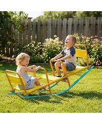 Glintex 2-in-1 Rocking Teeter Totter with Backrest Seats, Steel, 220 lbs Capacity, Ages 3-8