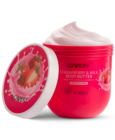 Lovery 12 Ounce Strawberry Milk Body Butter, Bath and Body Care Set