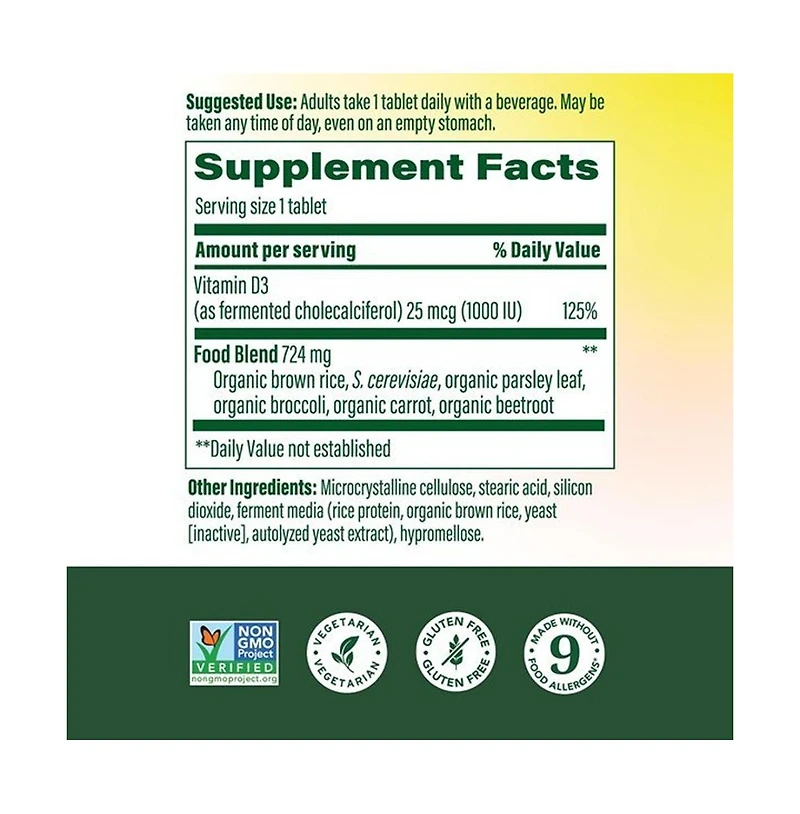 MegaFood Vitamin D3 Iu, Bone, Muscle and Immune Support, Vitamin D Tablets
