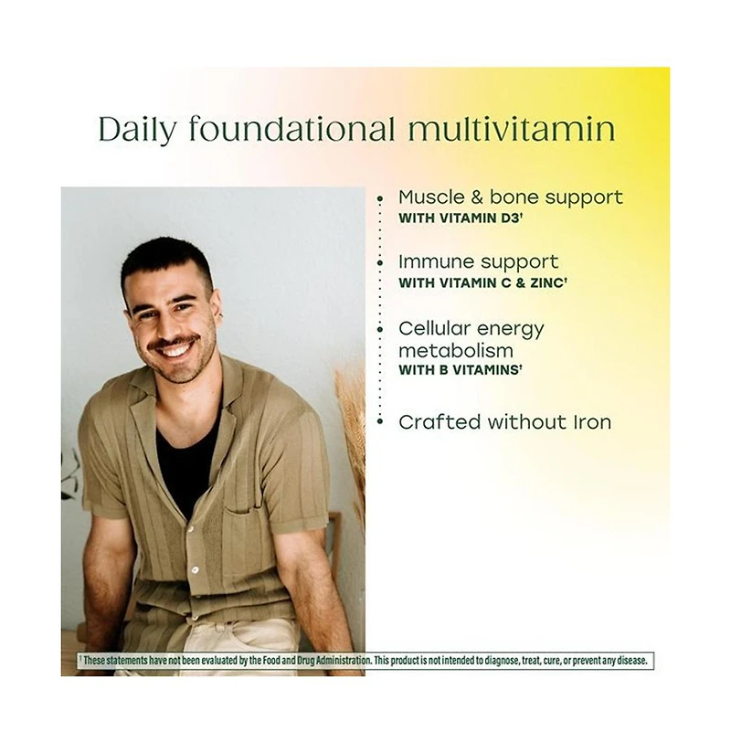 MegaFood One Daily Iron Free Multivitamin for Women and Men, Bone and Immune Support, 90 Ct