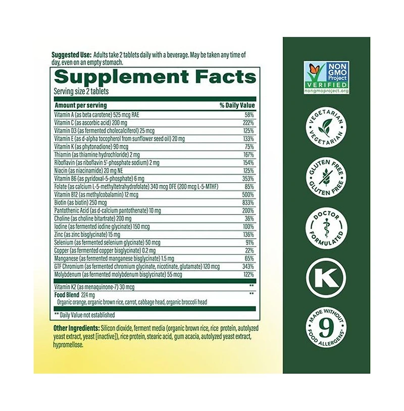 MegaFood Advanced Multivitamin for Men 40+ with Choline, Methyl B12, Methylfolate, Vitamin C and D3 and Zinc