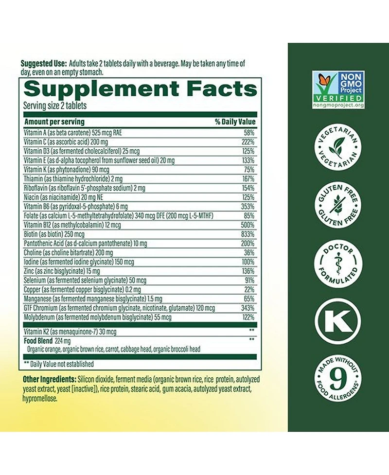 MegaFood Advanced Multivitamin for Men 40+ with Choline, Methyl B12, Methylfolate, Vitamin C and D3 and Zinc