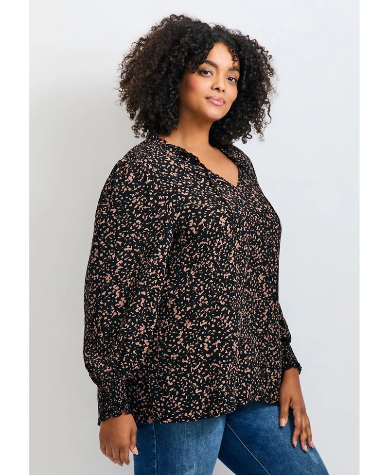 Avenue Women's Plus Abby Blouson Sleeve Blouse