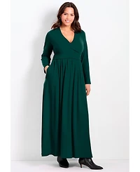 Avenue Women's Faux Wrap Flare Maxi Dress