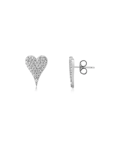 The Lovery Pave Cz Heart Stud Earrings Sterling Silver