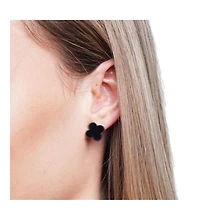 The Lovery Classic Onyx Clover Stud Earrings 14K Gold Plated Sterling Silver