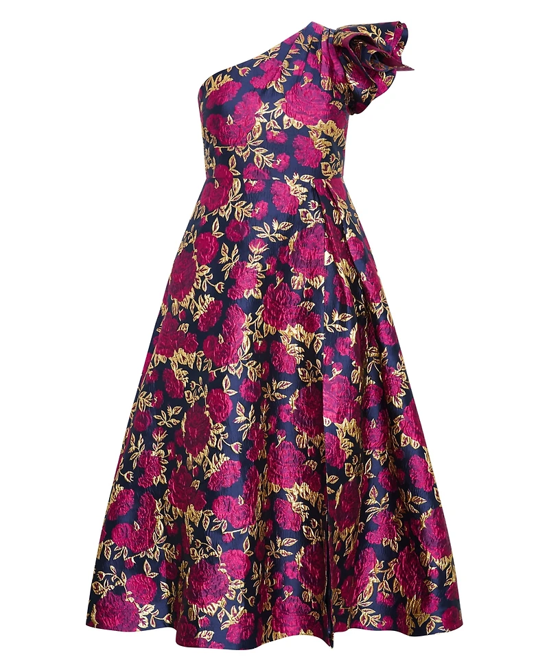 City Chic Plus Grand Gala One-Shoulder Jacquard Maxi Dress