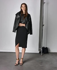 Donna Karan New York Women's Mixed-Media Belted Wrap Jacket